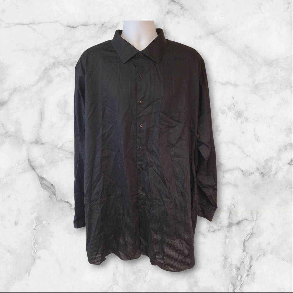 Geoffrey Beene Black Long Sleeve Button Down Shirt Size 20 37/38